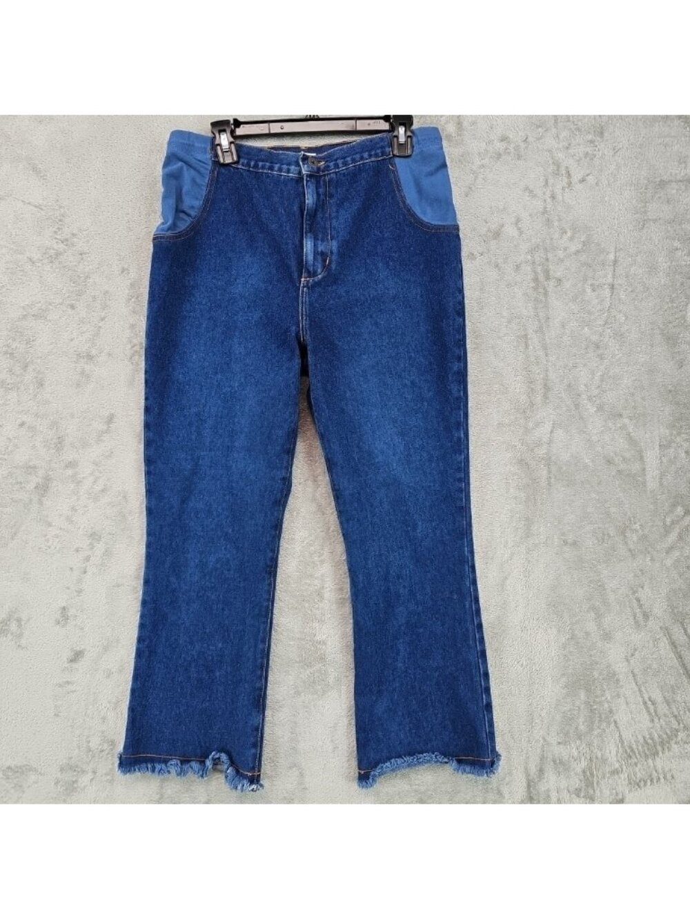 AGOLDE Tyler Maternity Jeans Womens M Blue Med Wash High Rise Straight Raw Hem